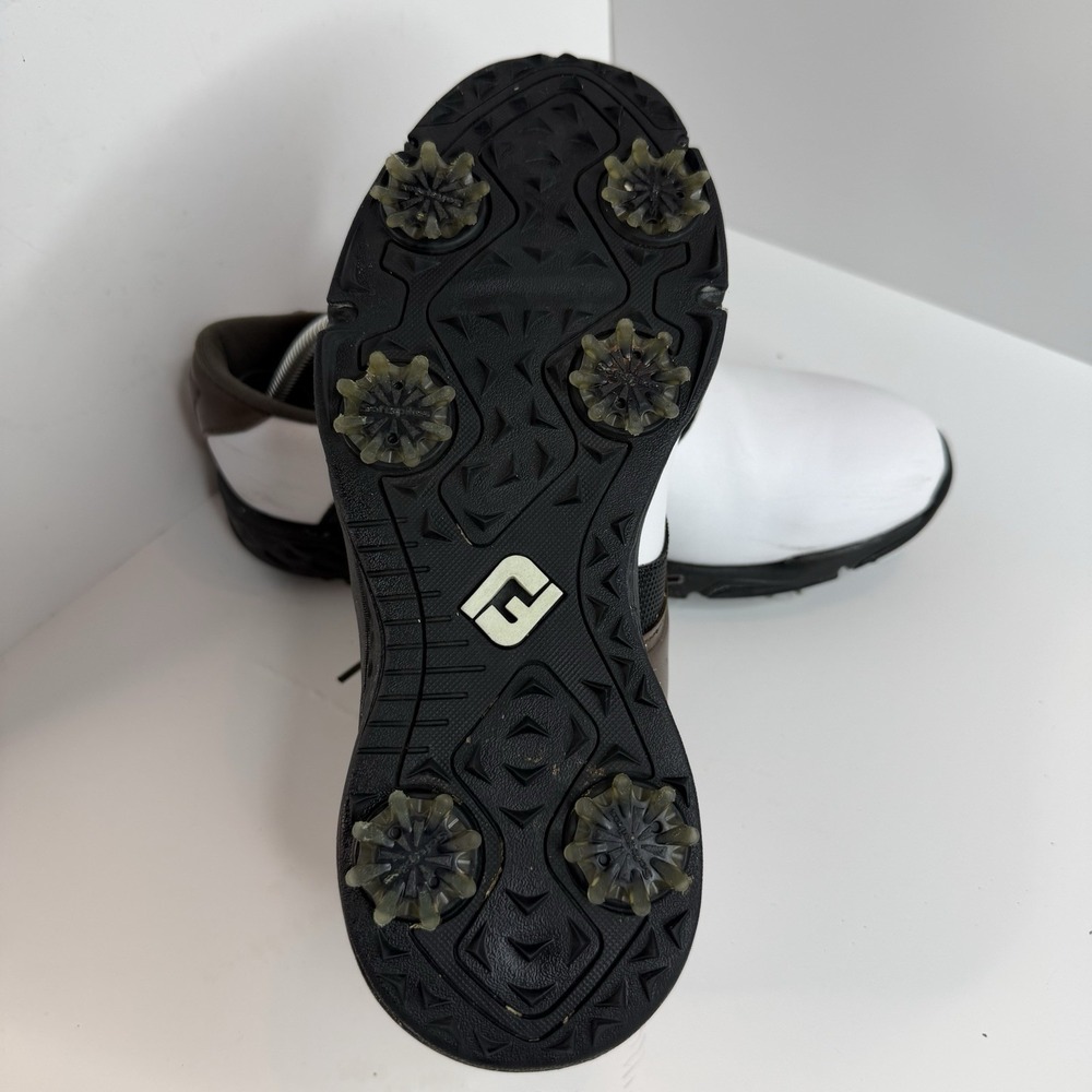 FootJoy Men's Golf Shoes Spiked Lace-Up Leather White/Brown Size 6 M 45041 - Picture 6 of 8